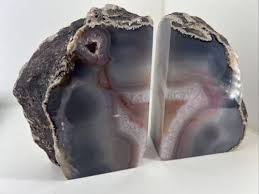 Pair Large Agate Quartz Bookends Pink Purple 7" | eBay