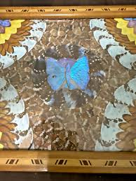 Vtg Boho Morpho 1950s Brazilian Iridescent Butterfly Wing Wood Serving Tray | eBay