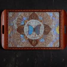 Antique Brazilian Morpho Butterfly Tray, Decorative Wooden Tray, Butterfly-wing Art - Etsy India