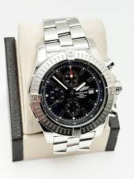 Breitling Super Avenger A13370 Black Dial Stainless Steel ...