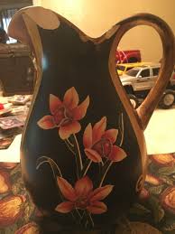 Vintage Pottery Water Pitcher with flower patterns | eBay