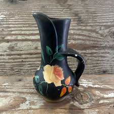 Vintage Black Floral Vase Made in England Brentleigh Ware - Etsy