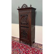 Antique French Breton Armoire Wardrobe Linen Cabinet Carved ...