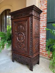 Antique French Carved Oak Storage Cabinet Renaissance Roman ...