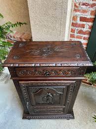 Antique French Carved Oak Cabinet Breton Brittany Cocktail ...