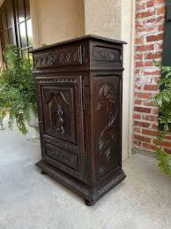 Antique French Carved Oak Cabinet Breton Brittany Cocktail ...