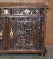18TH CENTURY CIRCA 1740 HAND CARVED OAK SIDEBOARD WITH ...