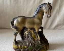Vintage Hand Painted Ceramic Equestrian Statue - Etsy