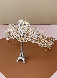 Silver Royal Wedding Crown, Oval Bridal Crown, Modern ...