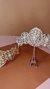 Pearls Silver Royal Wedding Crown, Oval Bridal Crown, Modern ...