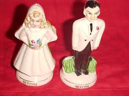 VINTAGE BEFORE AFTER~BRIDE & GROOM SALT & PEPPER SHAKERS JAPAN "TIME MARCHES ON" | eBay