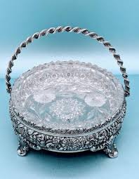 Victorian Meriden Quadruple Silver Plate High Relief Floral Cut Glass Basket | eBay