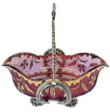 ANTIQUE 1899 VICTORIAN WM ROGERS BRIDE BASKET-EAPG RUBY DELAWARE ROSE/GOLD BOWL! | eBay Australia