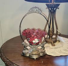 Bargain John's Antiques | Antique Cranberry Enameled Glass Bowl Brides Basket - with Full Figural Cupids - Bargain John's Antiques