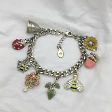 Gold Tone Costume Charm Bracelet. Enamel and Rhinestone. Length 7inch or 18cm and 7mm Widest. Charms Approx 1.5cm to 2.5cm. Signed A. Pretty - Etsy Israel