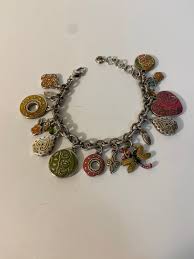 Brighton Charm Bracelet, Silver Plated, Garden Enameled. Heart Charm Marked With a “B” - Etsy UK
