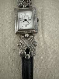 Brighton Acapulco Watch Black Leather Band Silver Tone "AS ...