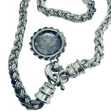 Vintage silver tone massive Etruscan coin designer chain ...