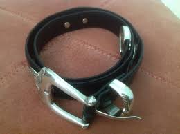 Black Leather Silver Buckle Trim Women's Belt S Small 35" | eBay