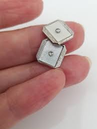 Antique 1920's Gold & Diamond Cufflinks, With Enamel in Art ...