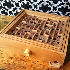 Wood Labyrinth Game With Maze & Tilting Levels Vintage 1980s ...