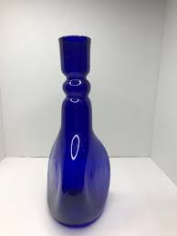 Vintage Cobalt Blue Hand Blown Three Sided Concave Bottle/vase - Etsy Canada