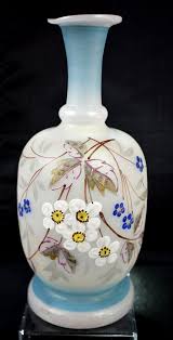 Antique Victorian Bristol Art Glass Vases Hand Painted ...
