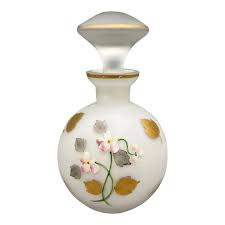 Vintage White & Gold Hand-Painted Floral Glass Perfume ...