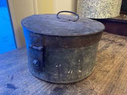 Unique! Antique Primitive 19th C Wrought Iron round hat box ...