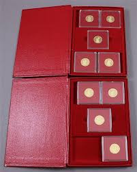 Lot - 9 GOLD COINS - TURKS AND CAICOS ISLAND QUEEN'S BEASTS COLLECTION 50 CROWN PROOFS 2.605 TROY OUNCES OF GOLD