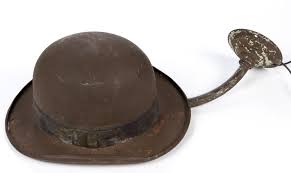 Sold at Auction: FOLK ART METAL BOWLER / DERBY HAT SHAPED PORCH LIGHT / EXTERIOR LAMP