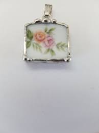 Roses Broken China Pendant - Etsy