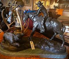 REMINGTON BRONZE DEFENDING AGAINST A BEAR | eBay