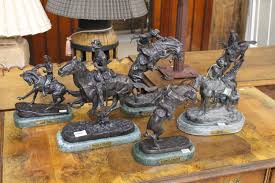 Sold at Auction: 6 SMALL REMINGTON BRONZE SCULPTURES