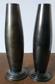 Set of 2 Vintage Solid Brass Blk Laquered Gold Etched Japanese Design Vases 8.5" | eBay