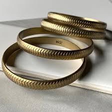 Vintage Silpada KR Brass Bangle Bracelet, Grooved Solid ...