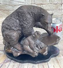 Large Polar Bear with Cub Bronze Sculpture Art Deco Statue ...