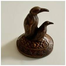 Vintage Syroco Wooden Composite Penguin Pen Holder Made in USA. For Sale at Ruby Lane