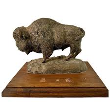 Vintage Bison Sculpture Bob Haynes '76 Western Cowboy Bronze Decor Statue Signed | eBay