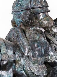 Vintage Life Size Bronze Roman Armoured Officer on Horseback 20th Century For Sale at 1stDibs