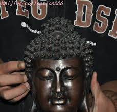 9.2"Old Tibet Buddhism temple bronze Sakyamuni Sakya Muni Buddha Head statue | eBay Australia