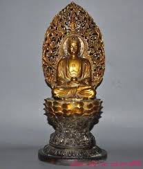 14.4" old Tibet Buddhism temple bronze Gilt Sakyamuni ...