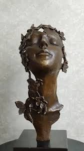 Bronze Statue of Woman's Face With Flowers - Girl Figurine - Handcrafted Decorative Art - Etsy