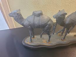 Vntg. Heavy Bronze 4 Camels With 2 Palm Trees Candlabra ...