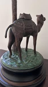 Maitland Smith Style Large Bronze Camel Regency Palm Tree ...