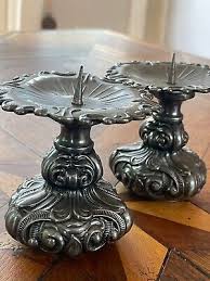 Antique Silver Plated Candlesticks, Set of 2, Intricate ...