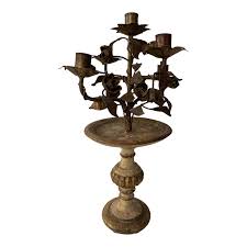 Antique Italian Gilded Wood and Tole Candelabra for 5 ...