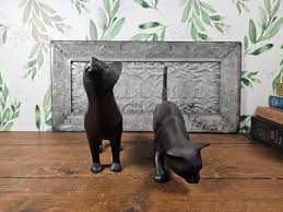 Pair of MCM Bronze Cat Sculptures - Etsy