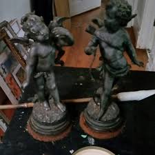 Antique Spelter Cupid Statue Cherub with Stylus | eBay