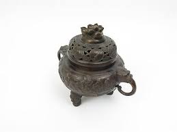 Qing Dynasty Footed Bronze Incense Burner Censor Lotus Top 10.5" wide x 9.25" | eBay